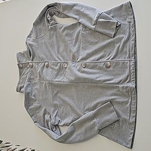 REI grey jersey knit assymetical lght jacket/blazer size XL